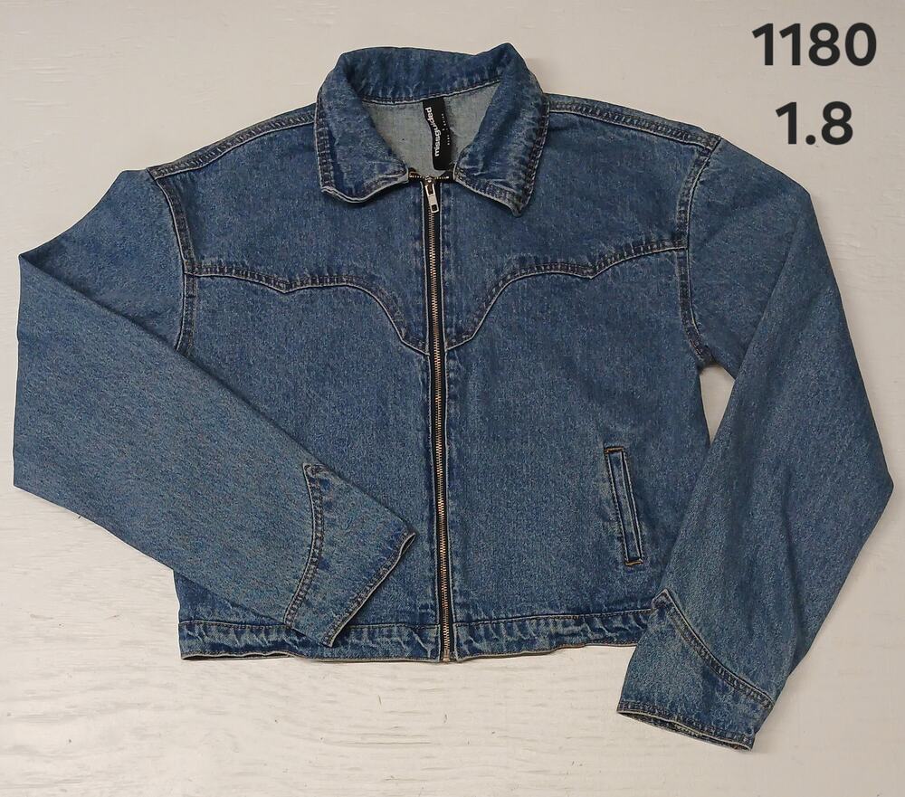 Missguided (Small) Cropped Blue Denim Trucker Jacket